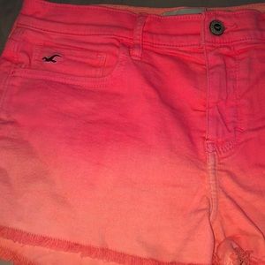 Sunset pink and light orange distressed shorts